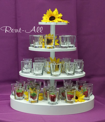 4 Tiered Round White Cup Cake Tree